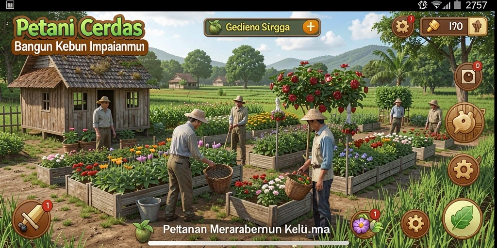 Screenshot gameplay <strong>2757</strong> menunjukkan aktivitas bertani yang mendebarkan.