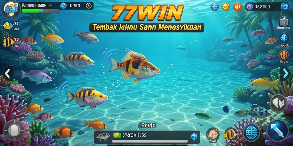 Tampilan gameplay seru dari 77WIN yang menembak ikan.