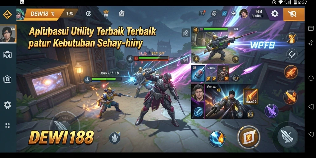 Tampilan aplikasi DEWI188 dengan fitur-fitur Utility yang memudahkan.
