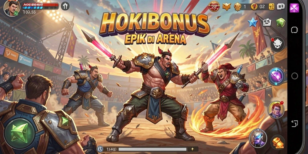 Tampilan gameplay HOKIBONUS dengan aksi pertarungan yang seru.
