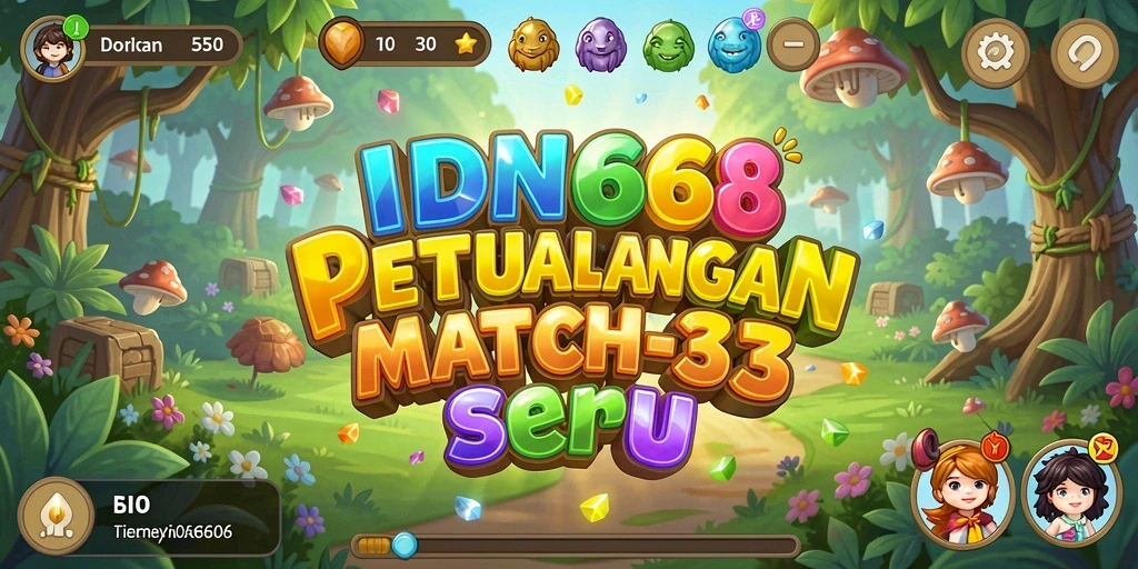 Screenshot gameplay IDN668 dengan aksi mencocokkan item warna-warni.