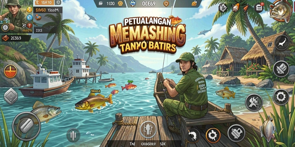 Tampilan layar utama OCE69 dengan aksi memancing yang menarik.