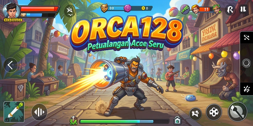 Screenshot utama ORCA128 menampilkan aksi gameplay yang mengasyikkan dalam dunia Arcade.